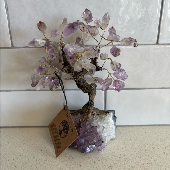 Amethyst Tree of Life on Amethyst Base 8” H Purple Crystal Rock Wire Art - Picture 1 of 7